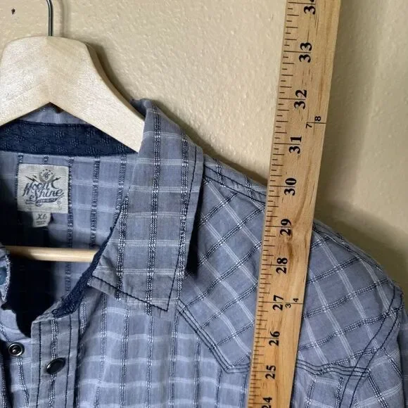 Moon Shine Spirit Shirt Mens XL Button Up Pearl Snap Long Sleeve Western Plaid - Picture 10 of 14